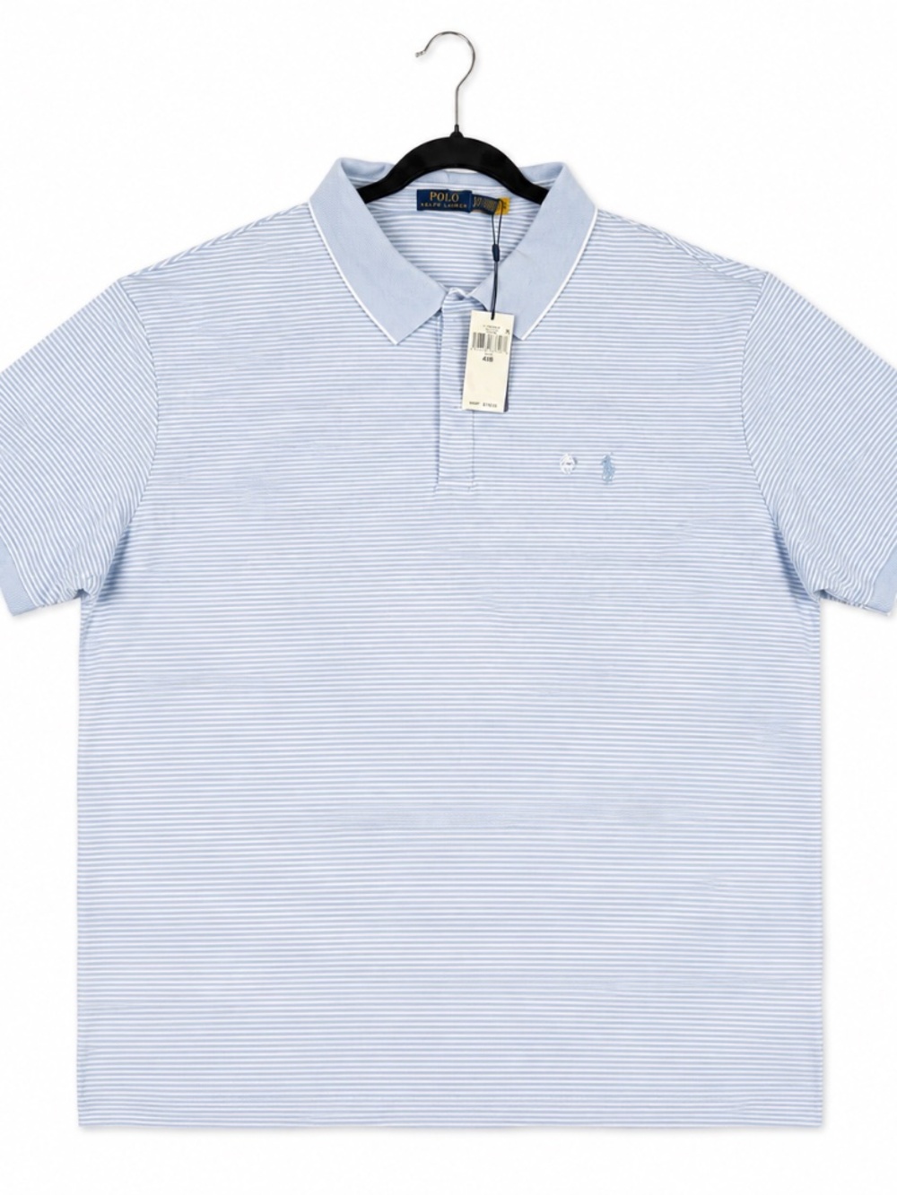 Polo Ralph Lauren Shirt Mens 4XB NWT Blue White Striped Short Sleeve Polo